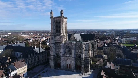 Troyes, View of Saint-Pierre-et-Saint-Paul Cathedral Stock Footage 88433738