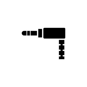 TRS Audio Connector, 3.5 Mini Jack Plug Solid Flat Vector Icon Isolated on Wh イラスト素材