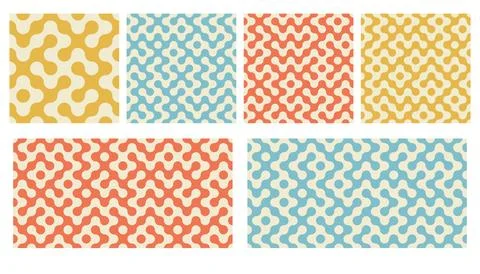 Truchet round shapes seamless pattern collection. Contemporary style geomet.. イラスト素材
