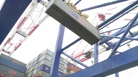 Truck being loaded with containers Stock Footage 1079480