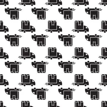 Truck box delivery pattern seamless vector Illustrazione stock