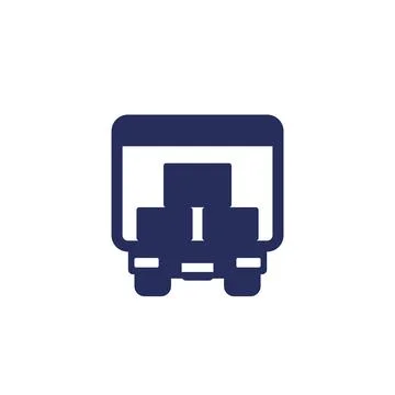 Truck with boxes icon on white, back view Stock Illustration