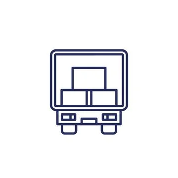 Truck with boxes line icon, back view Stock Illustration