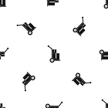 Truck with boxes pattern seamless black 스톡 일러스트