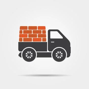 Truck with bricks icon Stock Illustration