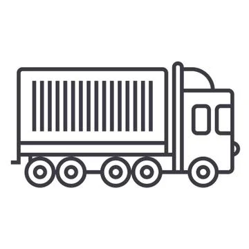 Truck, cargo container vector line icon, sign, illustration on background Illustrazione stock