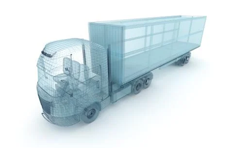 Truck with cargo container, wire model. My own design Illustrazione stock