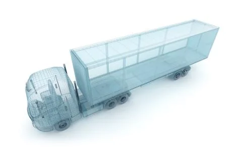 Truck with cargo container, wire model. My own design Illustrazione stock