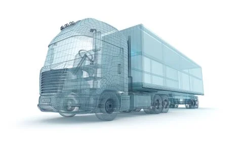 Truck with cargo container, wire model. My own design Stock Illustration