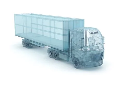 Truck with cargo container, wire model. My own design Ilustração Stock