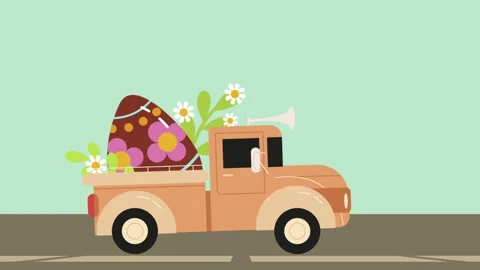 Truck Carrying Happy Easter Egg Video stock 305799502