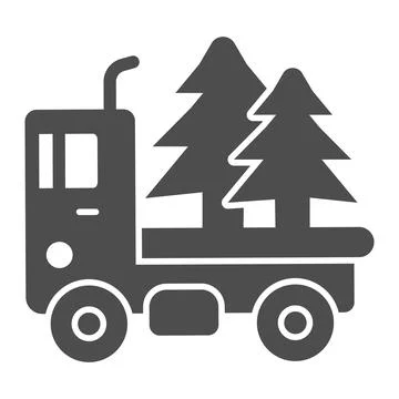 Truck with Christmas trees solid icon, Winter season concept, Christmas Delivery Stock Illustration