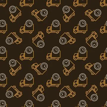 Truck with Clock vector Delivery Time concept line seamless pattern Stock Illustration