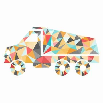 Truck of the colored triangles isolated object Stock Illustration