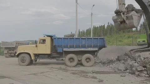 Truck at a construction site Stock Footage 56568409