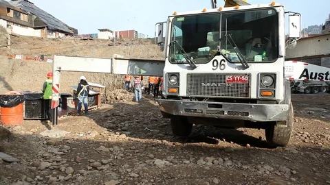 Truck on construction site Stock Footage 77129477