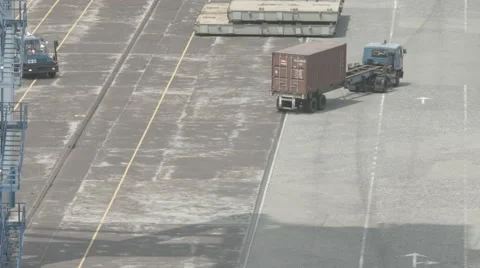 Truck With Container In A Terminal Video stock 65326386