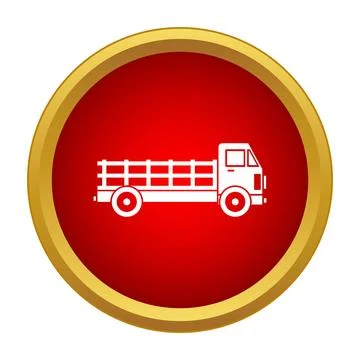 Truck delivering cargo inside red circle icon design Stock Illustration