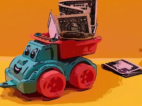 Truck with dollars Stock Footage 343885447