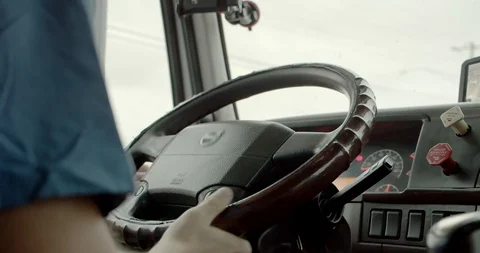 Truck Driver Delivering Freight. inside the cabin. Close up Stock Footage 112567361