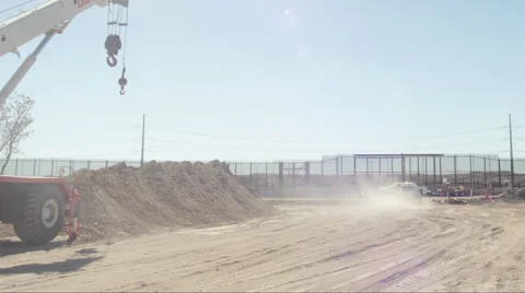 Truck Drives Through Construction Site Near Border Stock Footage 60387883