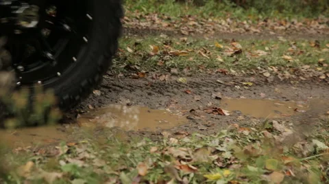 Truck Drives Through Mud Puddle Rack Focus Stock Footage 61711886