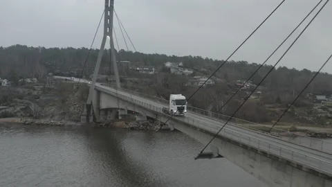 Truck driving on a bridge Stock Footage 168818590