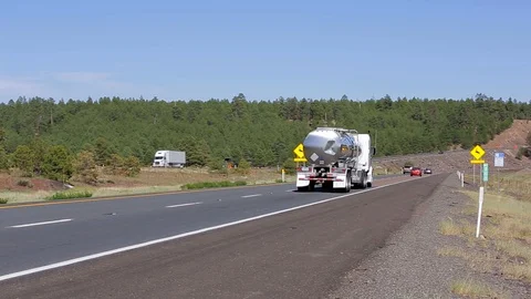 Truck Driving Down Highway Stock Footage 85864006