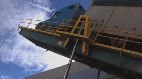 Truck elevated on loading ramp Stock Footage 32286577