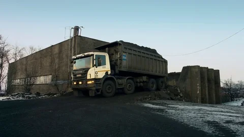 The truck empties the coal Stock Footage 83520983