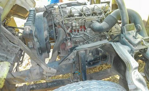 Truck engine with copy space for text. Metallic background of the internal .. Stock Photos