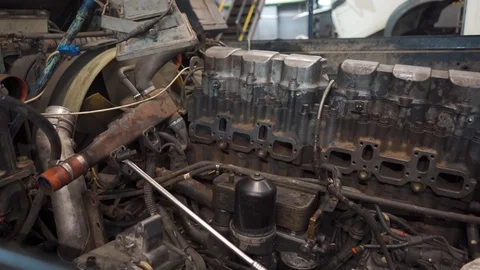 Truck engine panorama Stock Footage 102868430