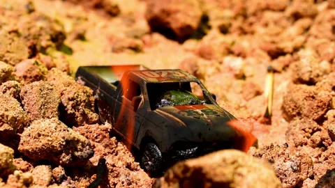 Truck on fire (Close up) Stock Footage 146251035