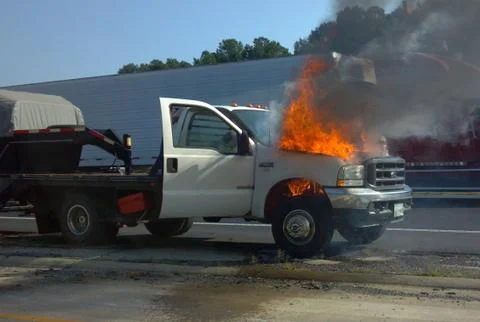 Truck on fire Stock Photos