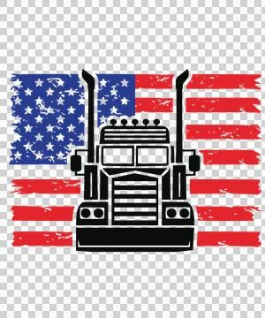 Truck Flag Semi Front View Overlaid On Horizontal stationary イラスト素材