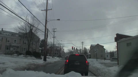 Truck with flatbed goes through red light Stock Footage 1054108