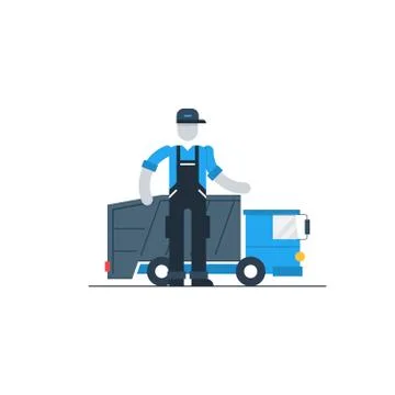 Truck with garbage container 스톡 일러스트