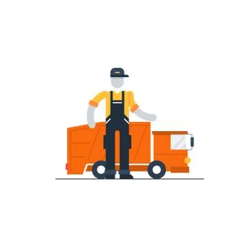 Truck with garbage container Stock Illustration