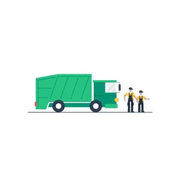 Truck with garbage container Stock Illustration