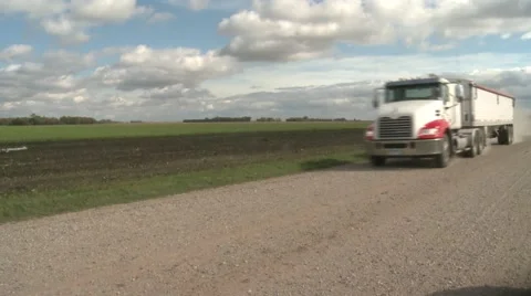 Truck Going Down Dirt Road Stock Footage 44467253