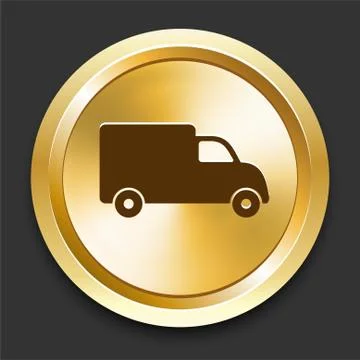 Truck on Golden Internet Button Stock Illustration