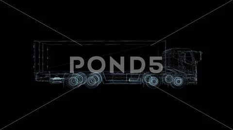 Truck Hologram Wireframe. Nice 3D Render on a black background ~ Clip ...