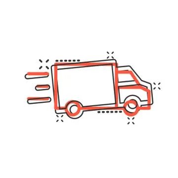 Truck icon in comic style. Auto delivery cartoon vector illustration on white Illustrazione stock