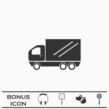 Truck icon flat. Stock Illustration
