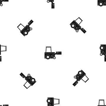 Truck to lift cargo pattern seamless black 스톡 일러스트