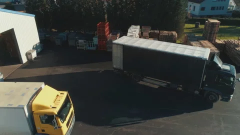Truck loading aerial view Stock Footage 169975637