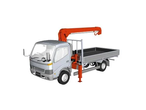 Truck with loading area and lifting crane Stock Illustration