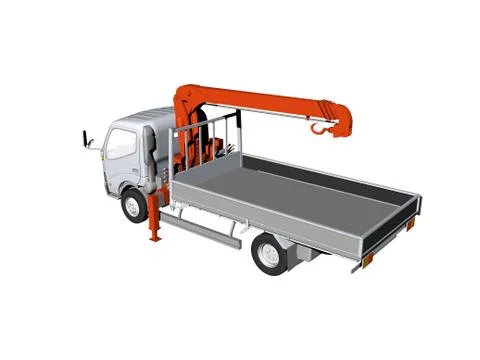 Truck with loading area and lifting crane Stock Illustration