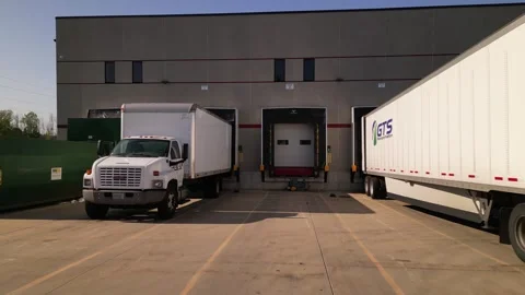 Truck loading area. warehouse and distribution center Stock Footage 247232492