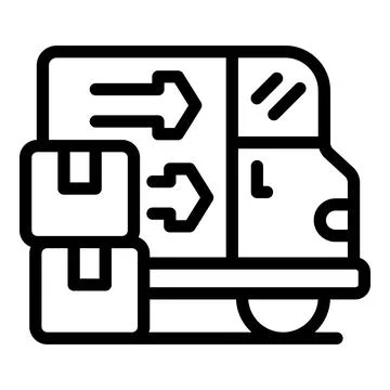 Truck loading icon outline vector. Container equipment Illustrazione stock